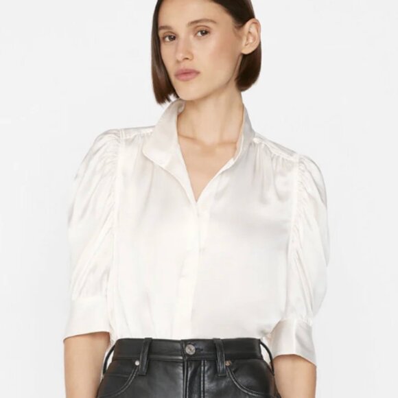 FRAME GILLIAN SILK TOP in OFF WHITE XS $378 - Picture 1 of 12